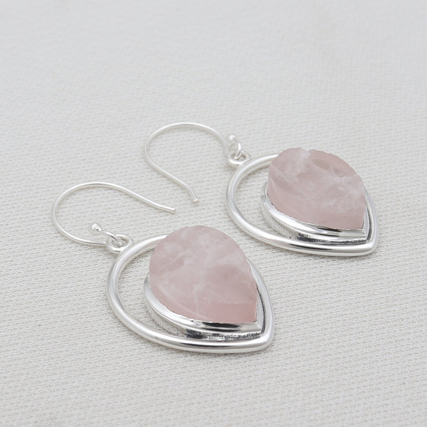 925 Sterling Silver Rose Quartz Earrings
