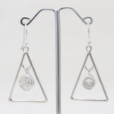 Herkimer Quartz Triangle Silver Earrings