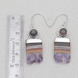 Natural Amethyst Slice Silver Earrings