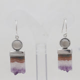 Natural Amethyst Slice Silver Earrings