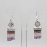 Natural Amethyst Slice Silver Earrings