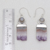 Natural Amethyst Slice Silver Earrings