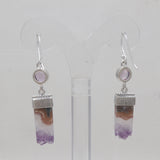 Natural Amethyst Slice Silver Earrings