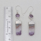 Natural Amethyst Slice Silver Earrings
