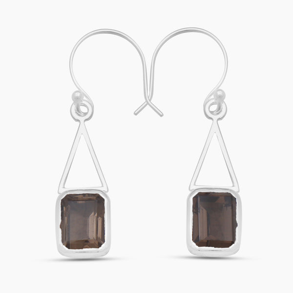 Smoky Quartz Silver Earrings