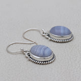 925 Silver Blue Lace Agate Earrings