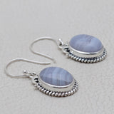 925 Silver Blue Lace Agate Earrings