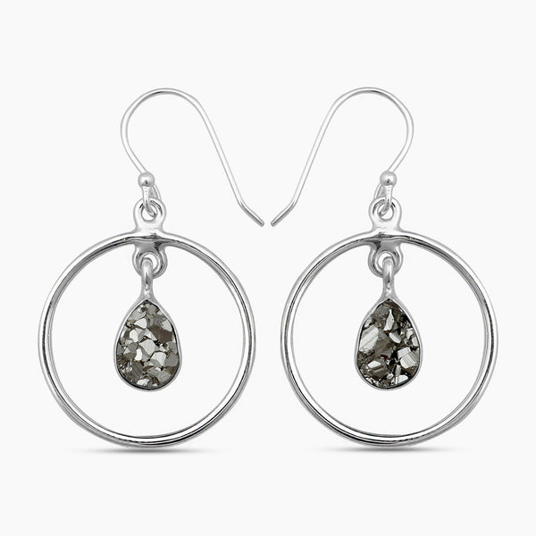 Natural Pyrite Silver Earrings