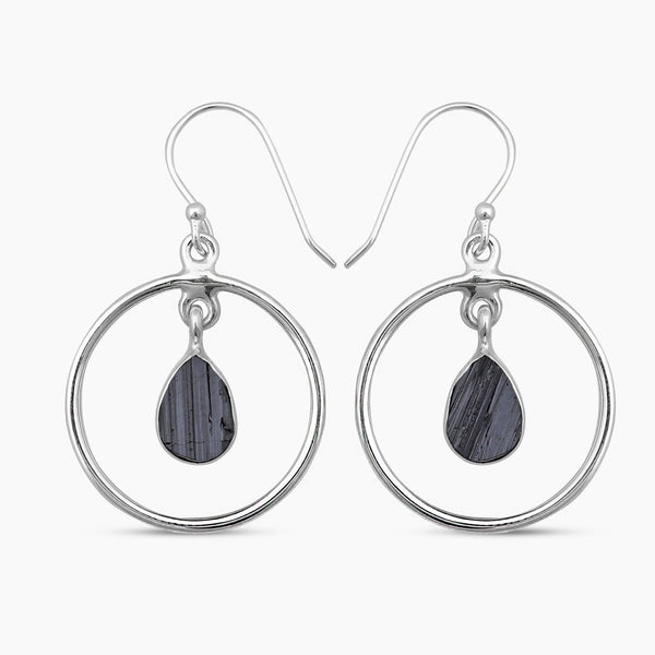 Black Tourmaline Silver Earrings