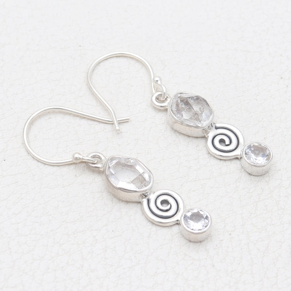 925 Silver Herkimer Quartz Earrings
