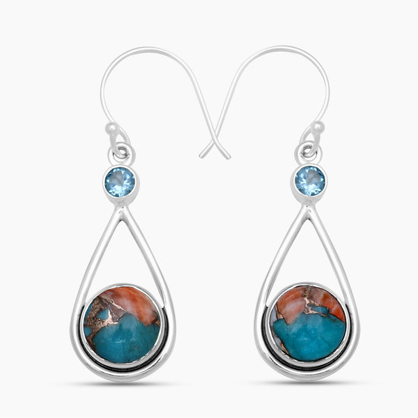 925 Silver Turquoise Spiny Oyster Earrings