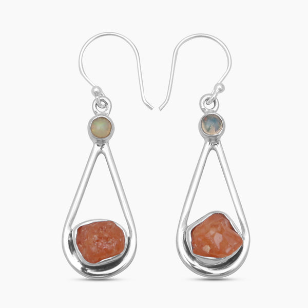 Fanta Garnet Silver Earrings