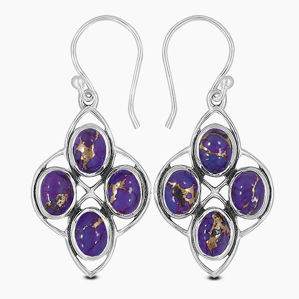 Purple Turquoise Silver Earrings