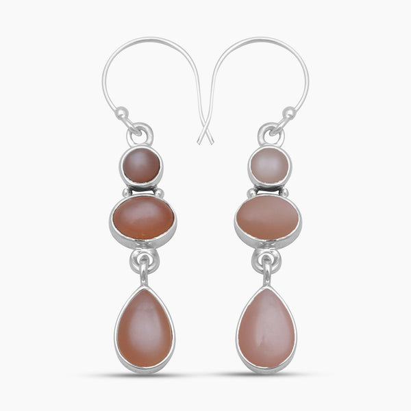 925 Sterling Silver Pink Moonstone Earrings