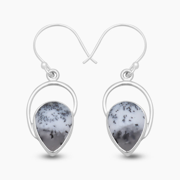 Dendritic Opal Silver Earring