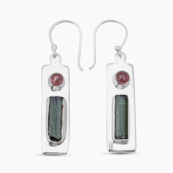 Green Tourmaline Silver Earrings
