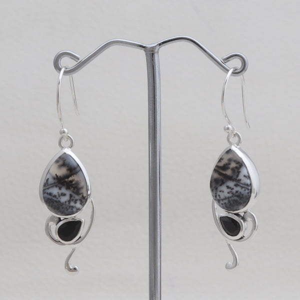 Dendritic Opal Silver Earrings