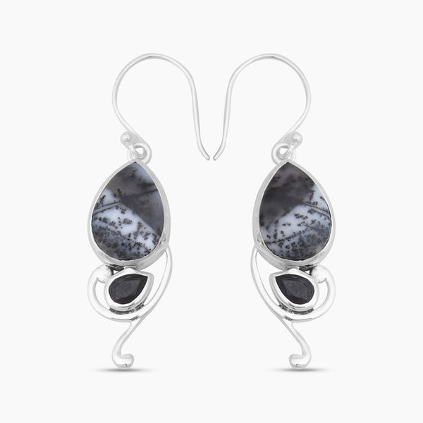 Dendritic Opal Silver Earrings