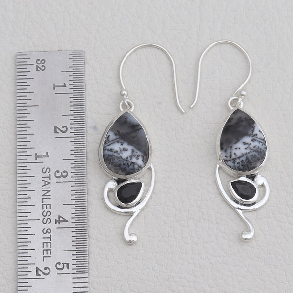 Dendritic Opal Silver Earrings