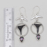 Shark Tooth & Mystic Quartz Silver Earrings