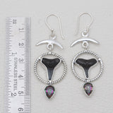 Shark Tooth & Mystic Quartz Silver Earrings