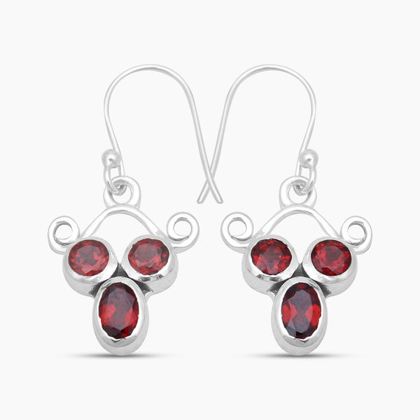 925 Sterling Silver Garnet Earrings