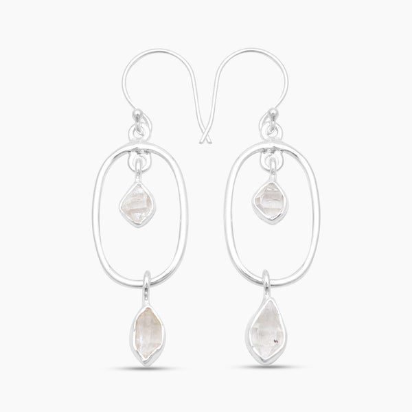 925 Silver Herkimer Quartz Earrings