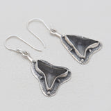 Fossilized Shark Tooth Silver Earrings