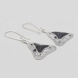 Fossilized Shark Tooth Silver Earrings