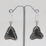 Fossilized Shark Tooth Silver Earrings