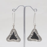 Fossilized Shark Tooth Silver Earrings