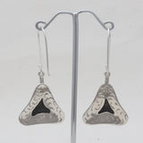 Fossilized Shark Tooth Silver Earrings