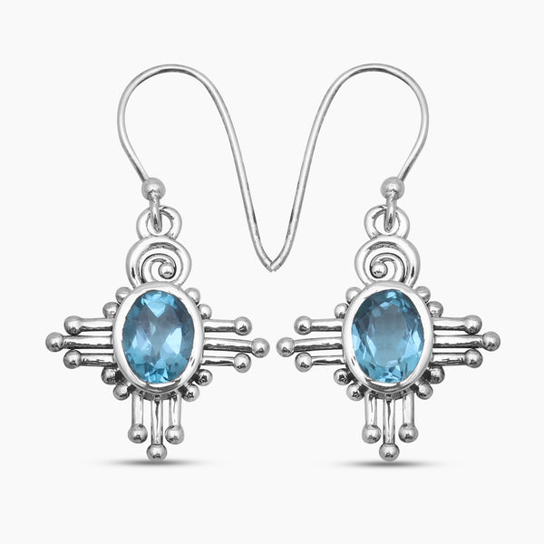 925 Sterling Silver Blue Topaz Earrings