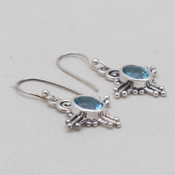 925 Sterling Silver Blue Topaz Earrings