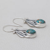 Blue Copper Turquoise Silver Earrings