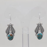 Blue Copper Turquoise Silver Earrings