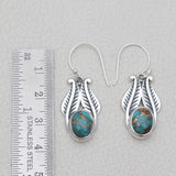 Blue Copper Turquoise Silver Earrings