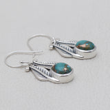 Blue Copper Turquoise Silver Earrings