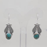 Blue Copper Turquoise Silver Earrings