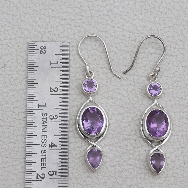 Purple Amethyst Silver Earrings