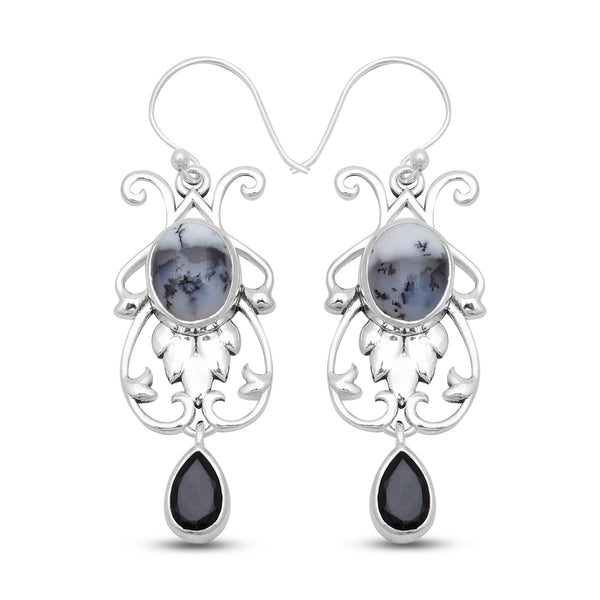 Dendritic Opal Silver Earrings