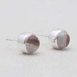 Crazy Lace Agate Silver Stud Earrings