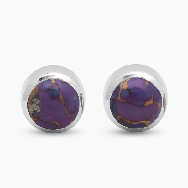 Purple Turquoise Silver Stud Earrings