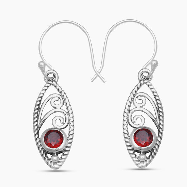 925 Sterling Silver Garnet Earrings