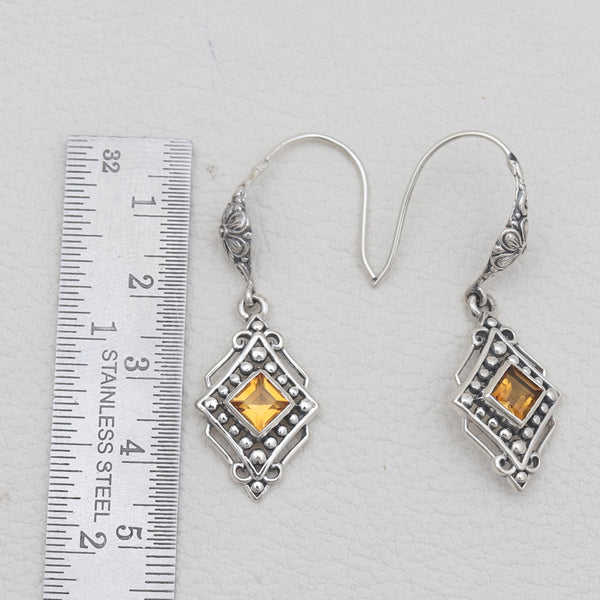 925 Sterling Silver Citrine Women Earrings