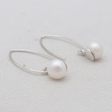 925 Sterling Silver Pearl Hoop Earrings