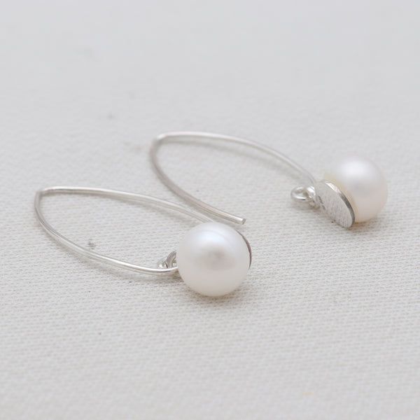 925 Sterling Silver Pearl Hoop Earrings