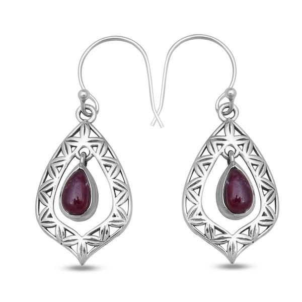 925 Silver Ruby Earrings