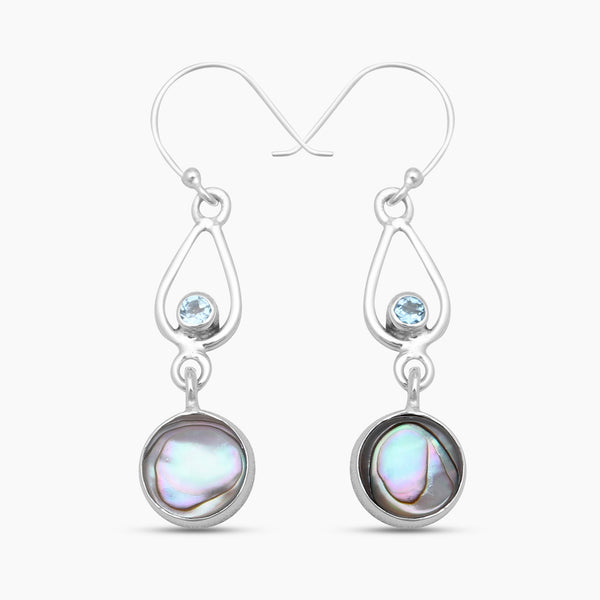 Abalone Shell Silver Drop Earrings