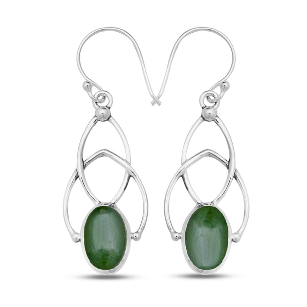 925 Silver Nephrite Jade Earrings